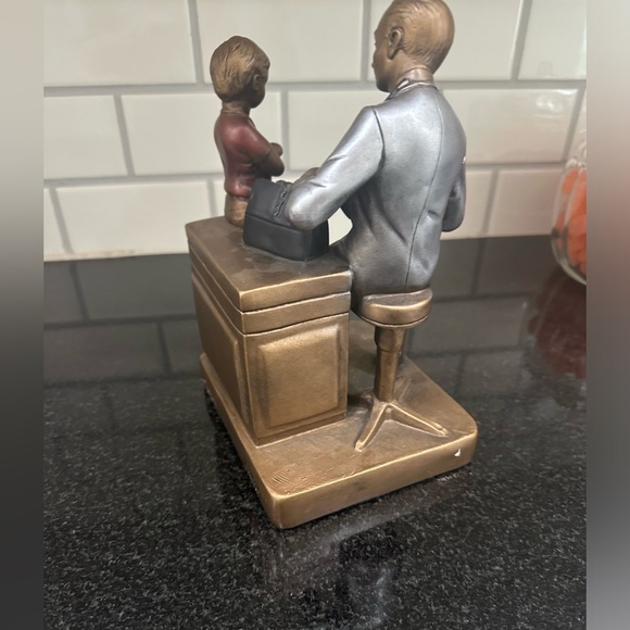 Bronze Doctor and Child Sculpture - Picture 3 of 6